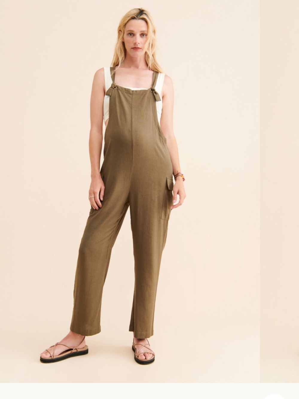 Olive Green Women's maternity Overalls - Classic Suspender Jumpsuit